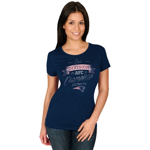 NFL Women's New England Patriots Majestic Navy 2015 AFC East Division Champions T-Shirt